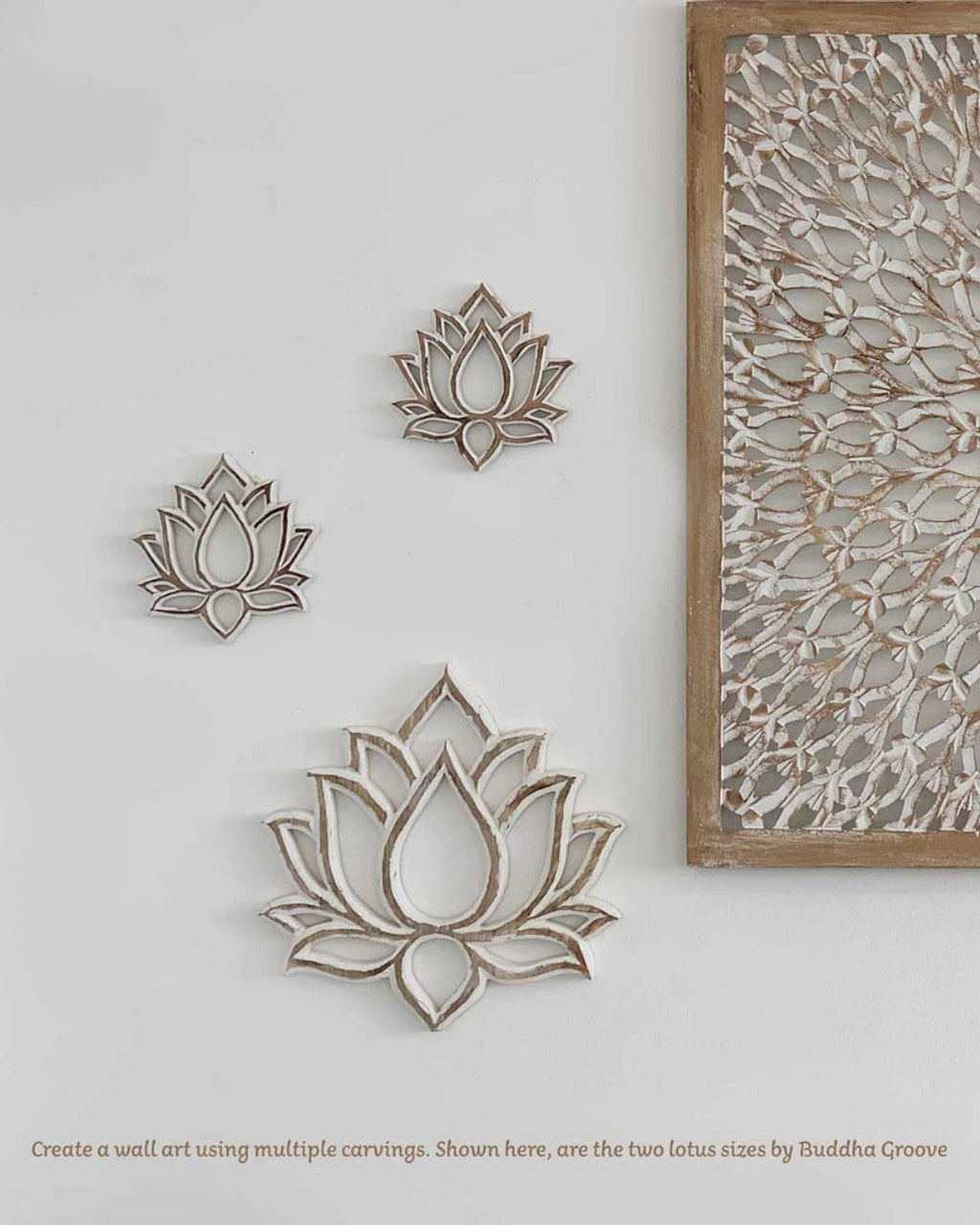 Fairtrade and Hand-Carved Lotus Wood Wall Hanging
