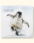 Choose Joy Happy Penguin Inspirational Canvas Print Wall Hanging