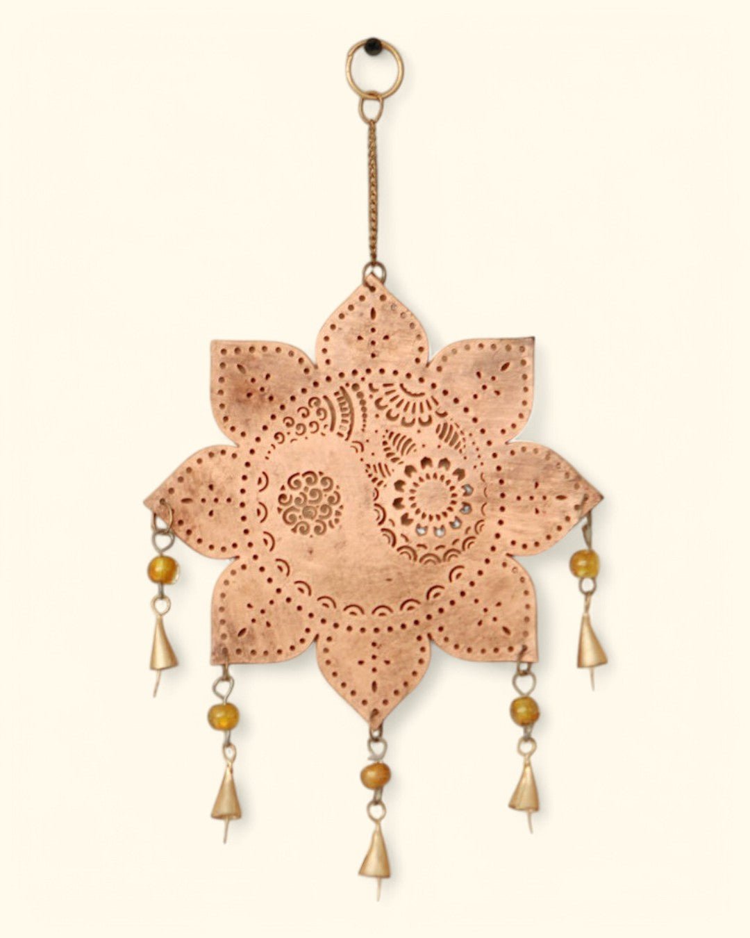 Fair Trade Copper Tone Lotus Yin Yang Wall Hanging