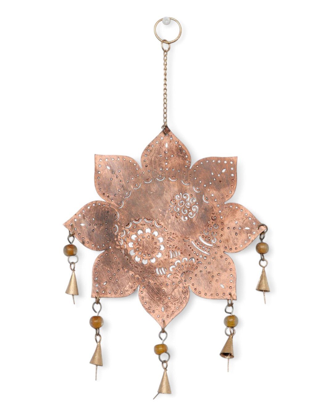 Fair Trade Copper Tone Lotus Yin Yang Wall Hanging
