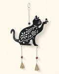 Fairtrade Joyous Cat and a Butterfly Wall Hanging Chime Bell