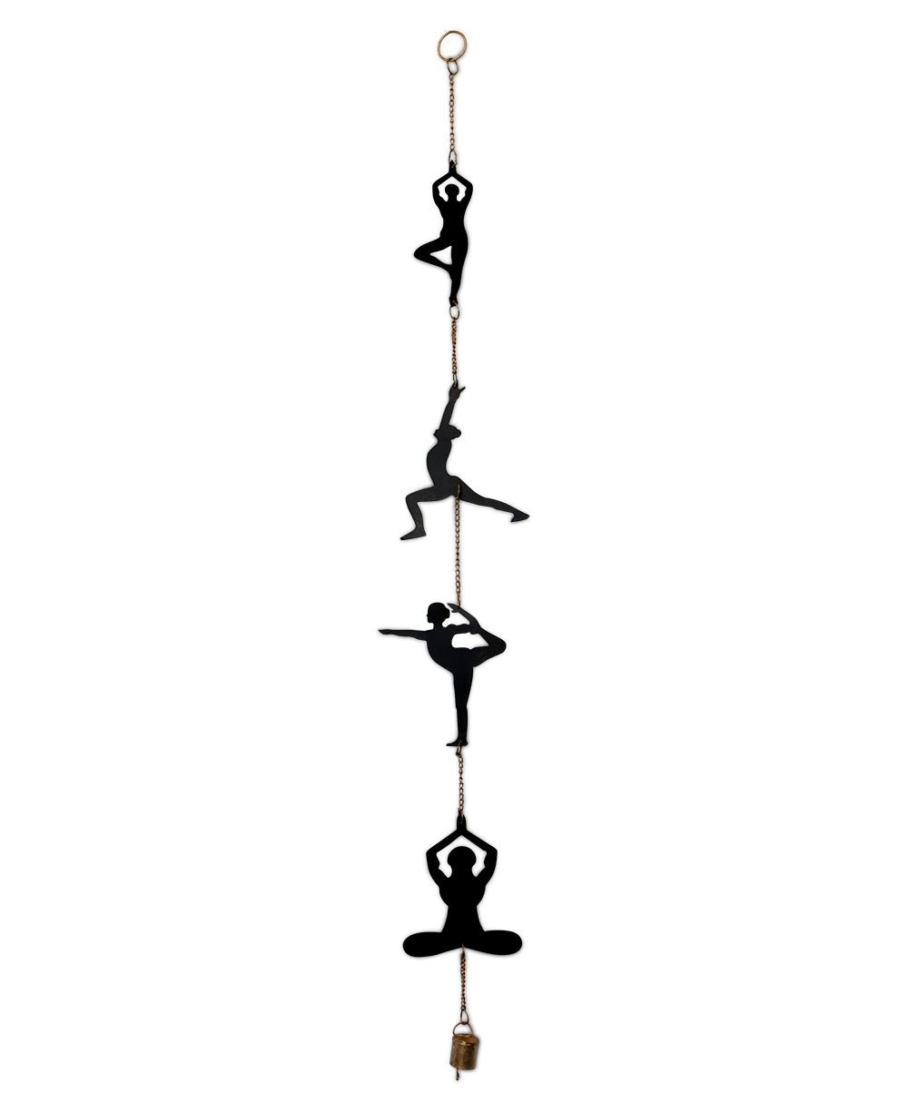 Fairtrade Yoga Pose Wall Hanging With Bell Chime