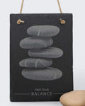 Find Your Balance Cairn Zen Rocks Slate Wall Hanging