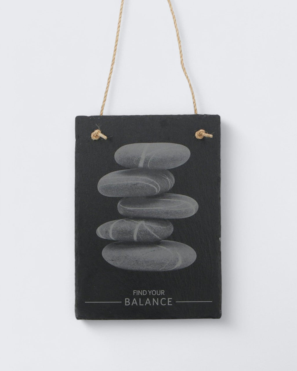 Find Your Balance Cairn Zen Rocks Slate Wall Hanging