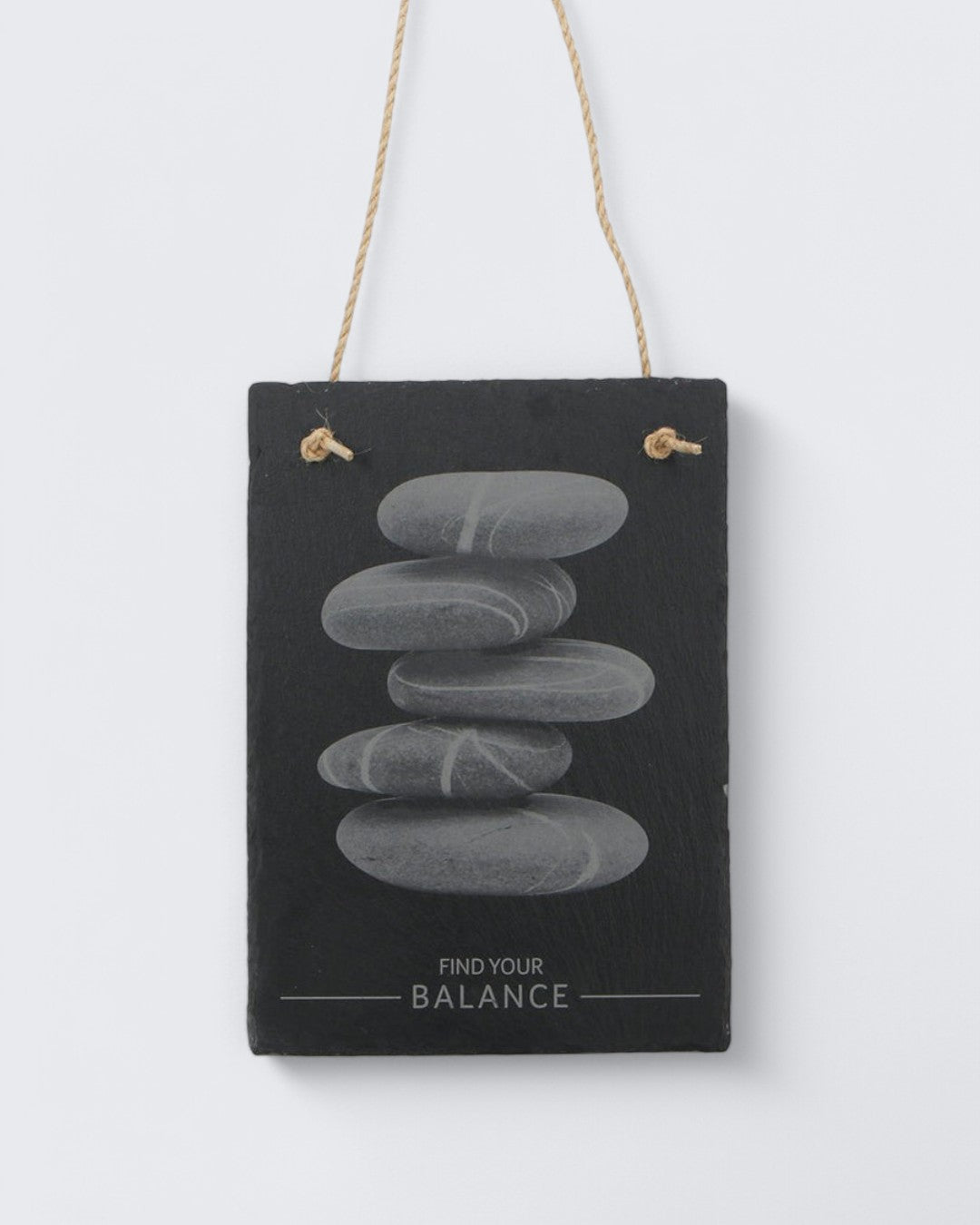 Find Your Balance Cairn Zen Rocks Slate Wall Hanging